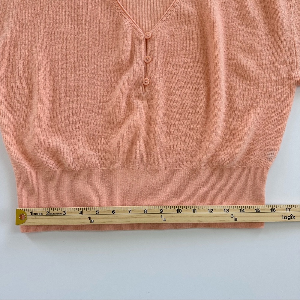 J.Crew Featherweight Cashmere V-neck T-shirt in Iced Peach | XL | EUC - Picture 6 of 9